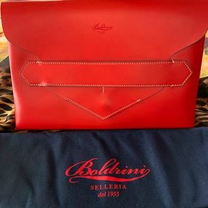 Boldrini Selleria Red Leather Clutch made in Italy.